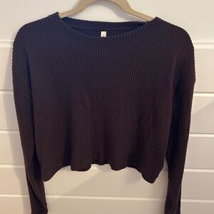 The Group Babaton Chocolate Brown Ribbed Long Sleeve